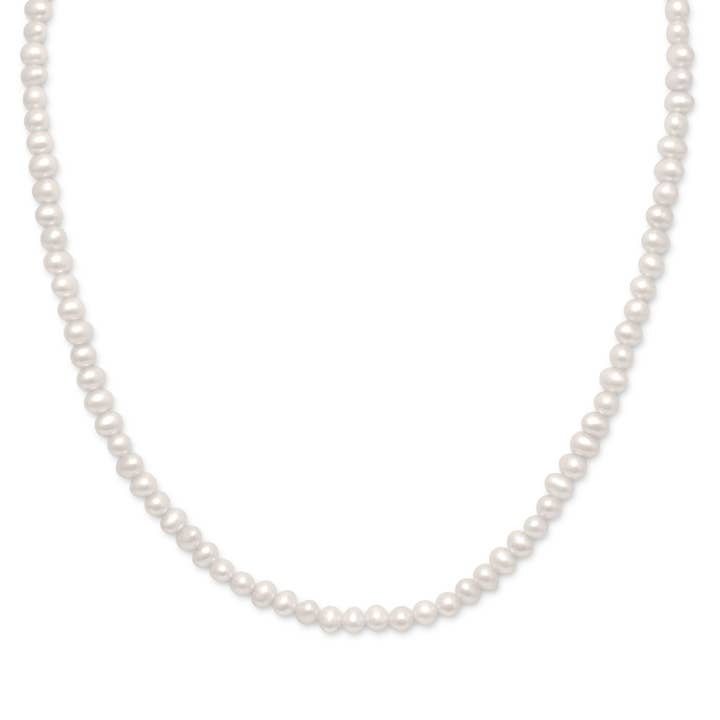 15" + 2" White Cultured Freshwater Pearl Necklace for wholesale by Silver Stars Collection