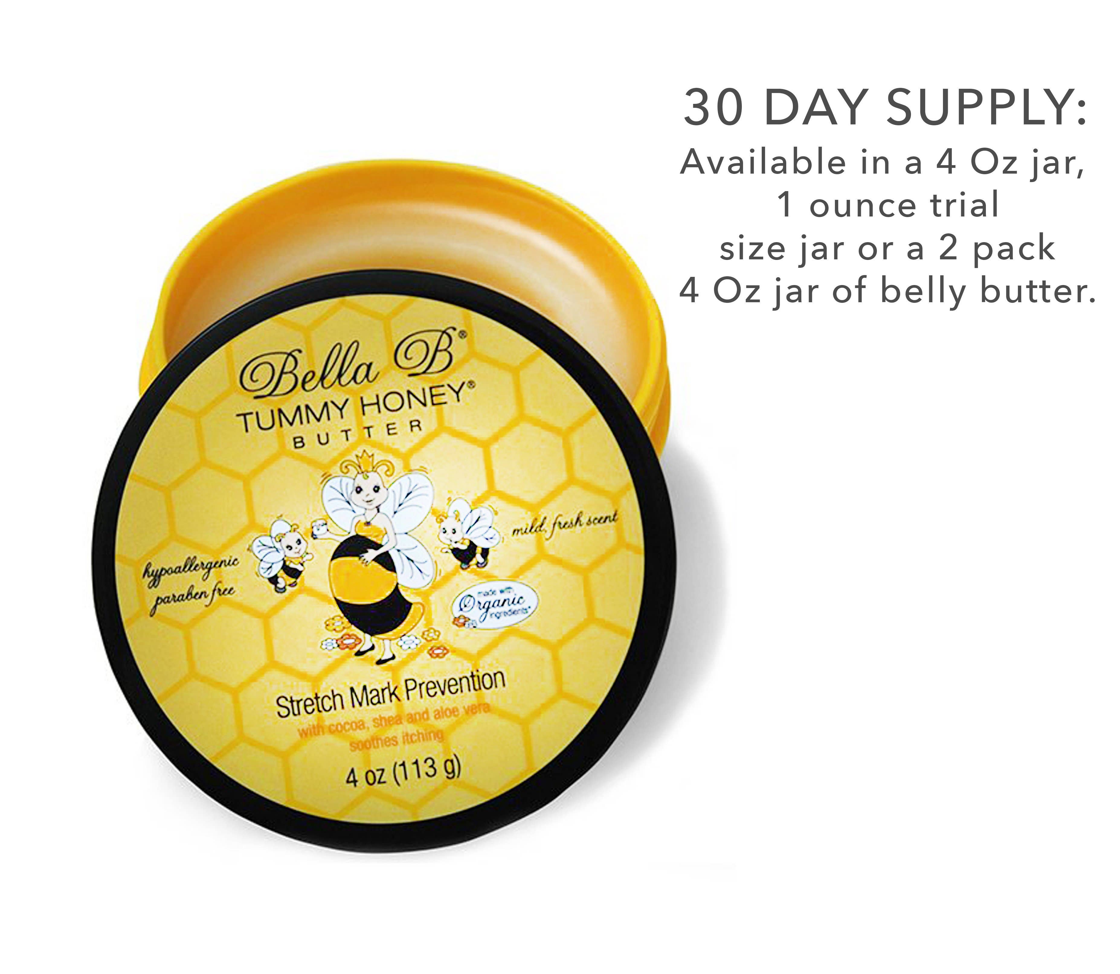 Bella B - Wholesale Belly Oil/Butter - Maternity - Tummy Honey Butter (Stretch Mark Prevention) 4 oz Jar1
