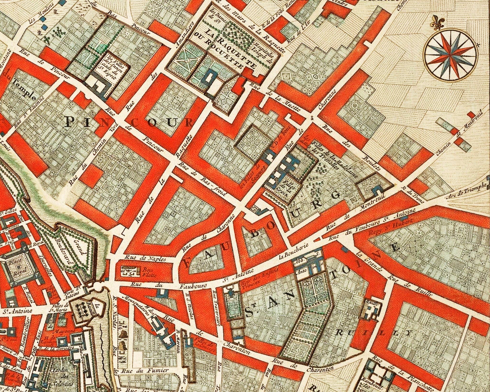 Rock Paper Scissors Wall Art - Wholesale Map - Antique Map of Paris, France2