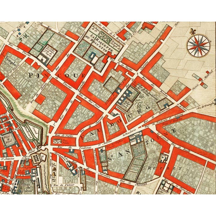 Rock Paper Scissors Wall Art - Wholesale Map - Antique Map of Paris, France2