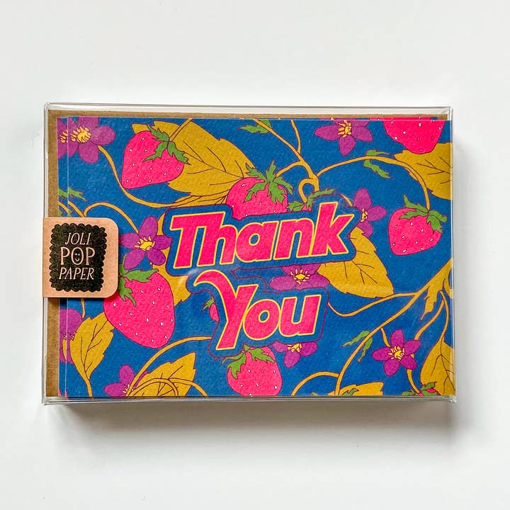 Strawberry Thank You Card Boxed Set of 8 for wholesale by Joli Pop Paper Co.