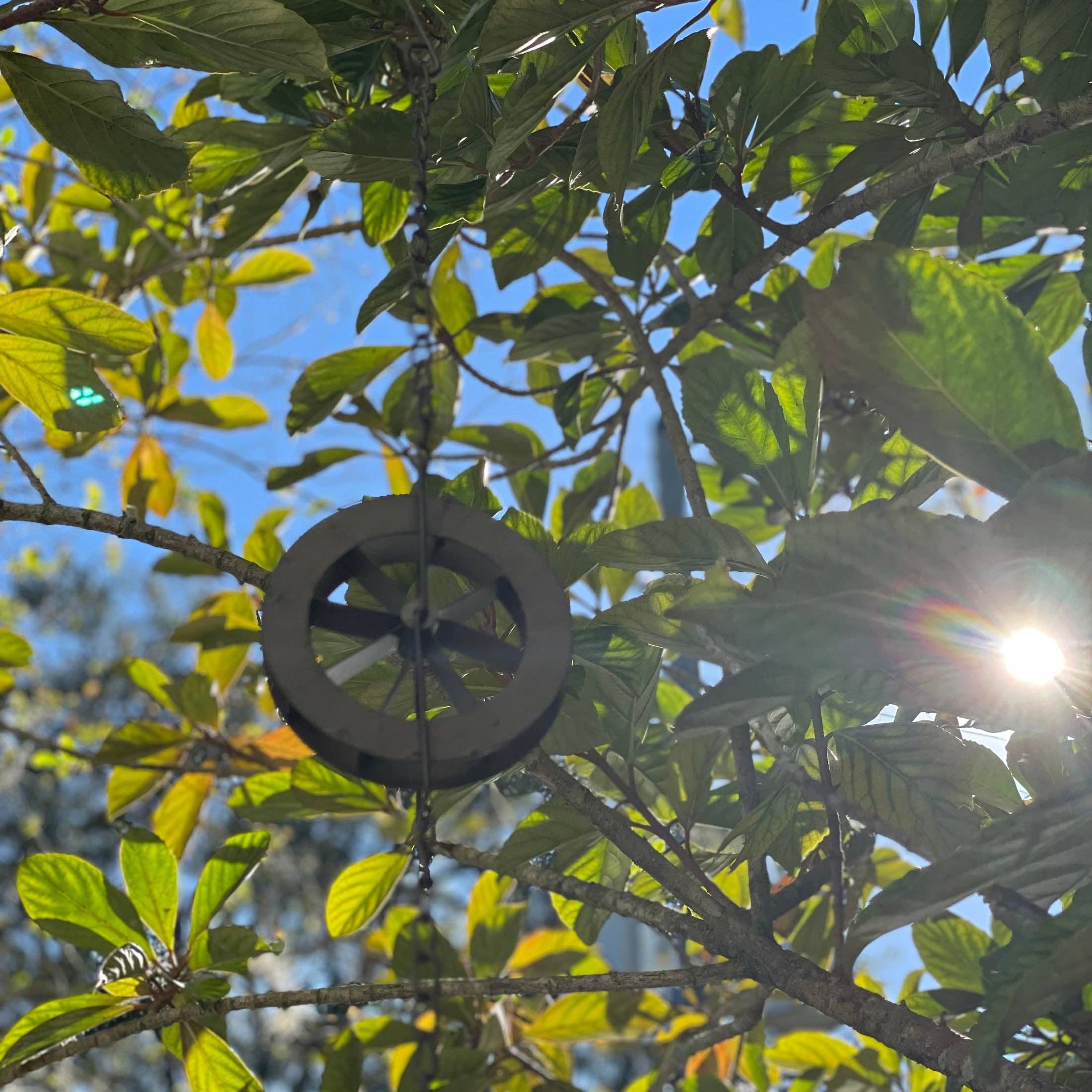 Zeckos - Wholesale Outdoor Ornament/Decor - 78-Inch Metal Rain Chain with 6 Water Wheels & Weighted Bell6