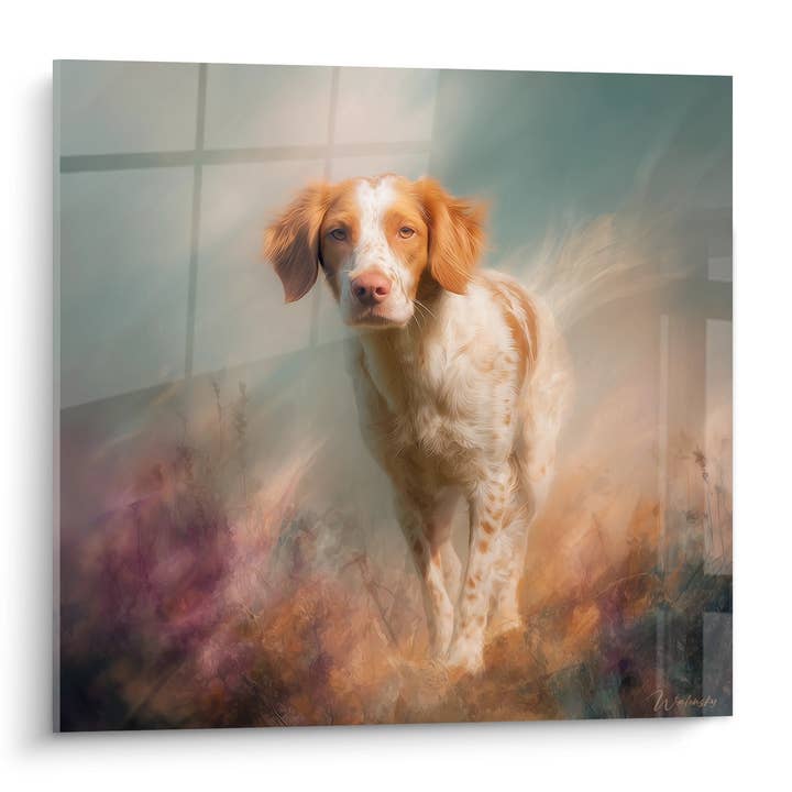 Tabla de Epagneul Bretón con Matices Dorados en Brumas Coloridas - Retrato Artístico - Edición Epagneul Bretón para venta al por mayor de Walensky