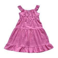 A26 Fuchsia Ruffle Jurk voor wholesale door Little Olin