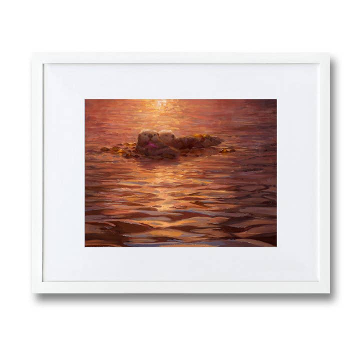 Framed Sea Otter Wall Art Print of Coastal Farmhouse Decor for wholesale by Whitworth Gallery