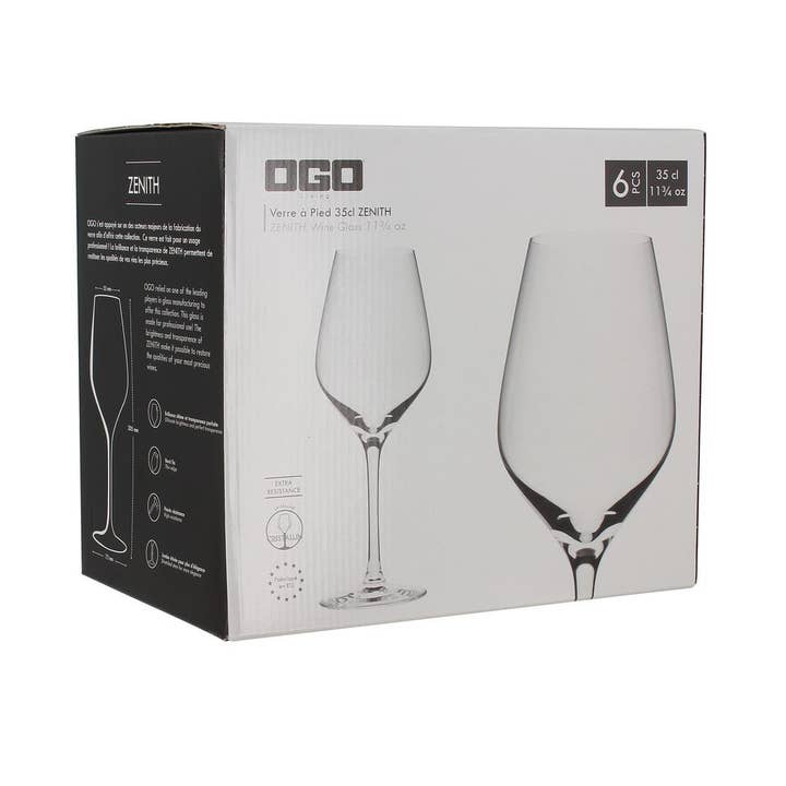 Ogo living - Wholesale Wine Glass - Box of 6 Zenith crystal glasses 35 cl