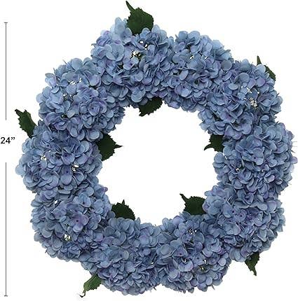Larksilk – wholesale Konstgjorda blommor – 24" blå hortensia krans - fantastisk konstgjord blommig dekor3
