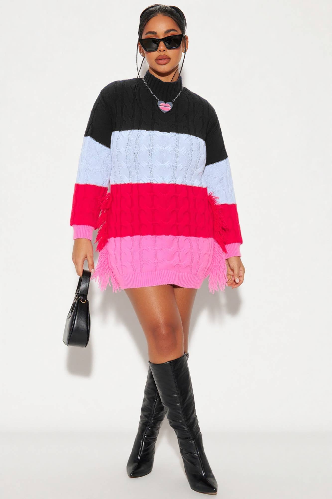 5besties inc - Wholesale Tuniektrui - Dames - SWEATERJURK MET KLEURVLAKKEN4