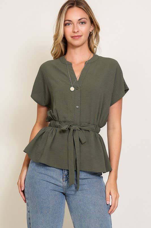 Vanilla Monkey - Wholesale Blouse - Women's - Button Down Long Sleeve V-Neck Top2