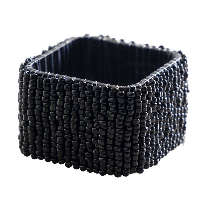 Anneau à serviette carré classique en noir, lot de 4 pour la vente par Trunkin'