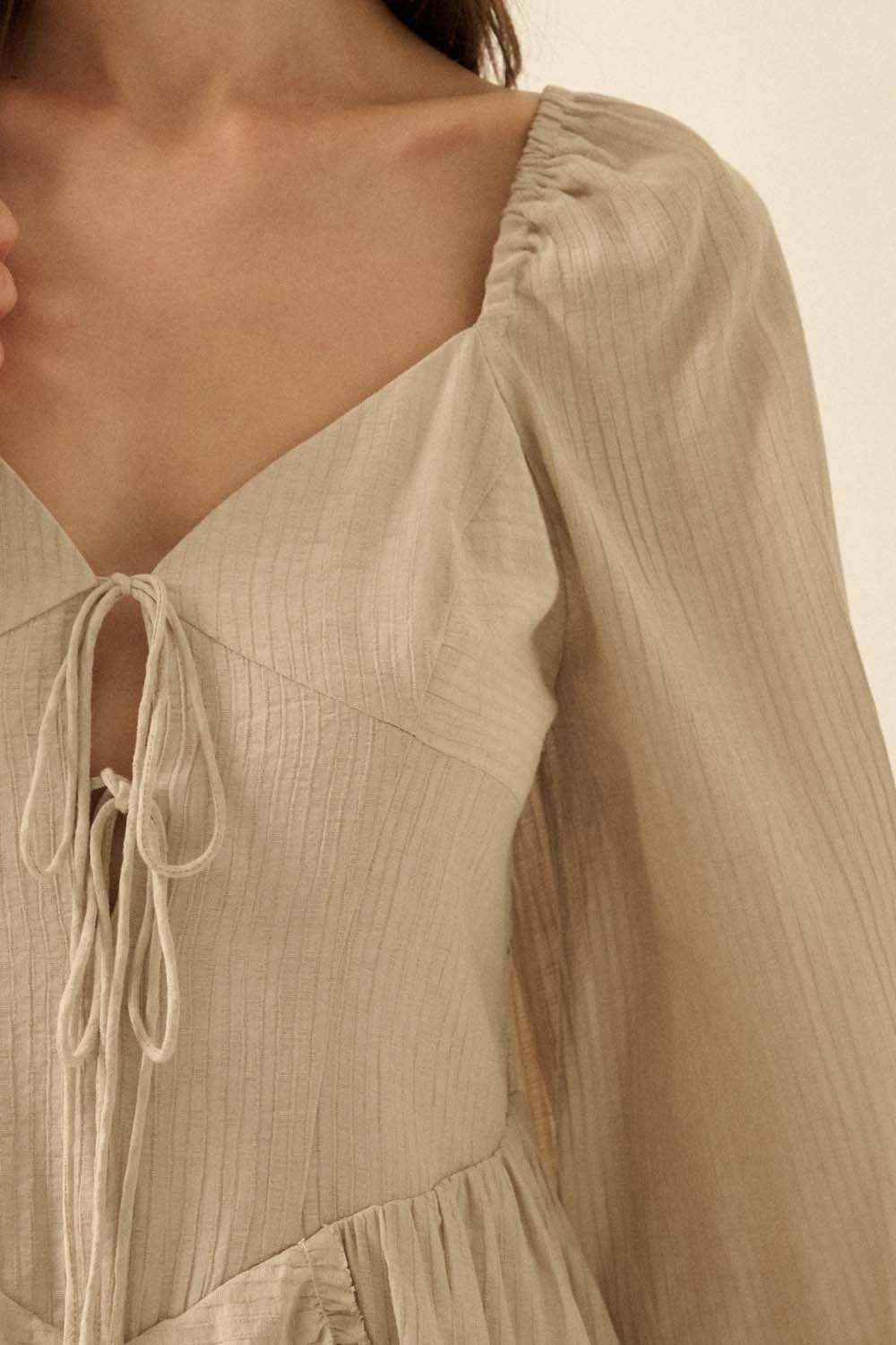 Promesa USA - Wholesale Romper - Women's - Tonal-Stripe Ruffled Tie-Front Peasant Romper19