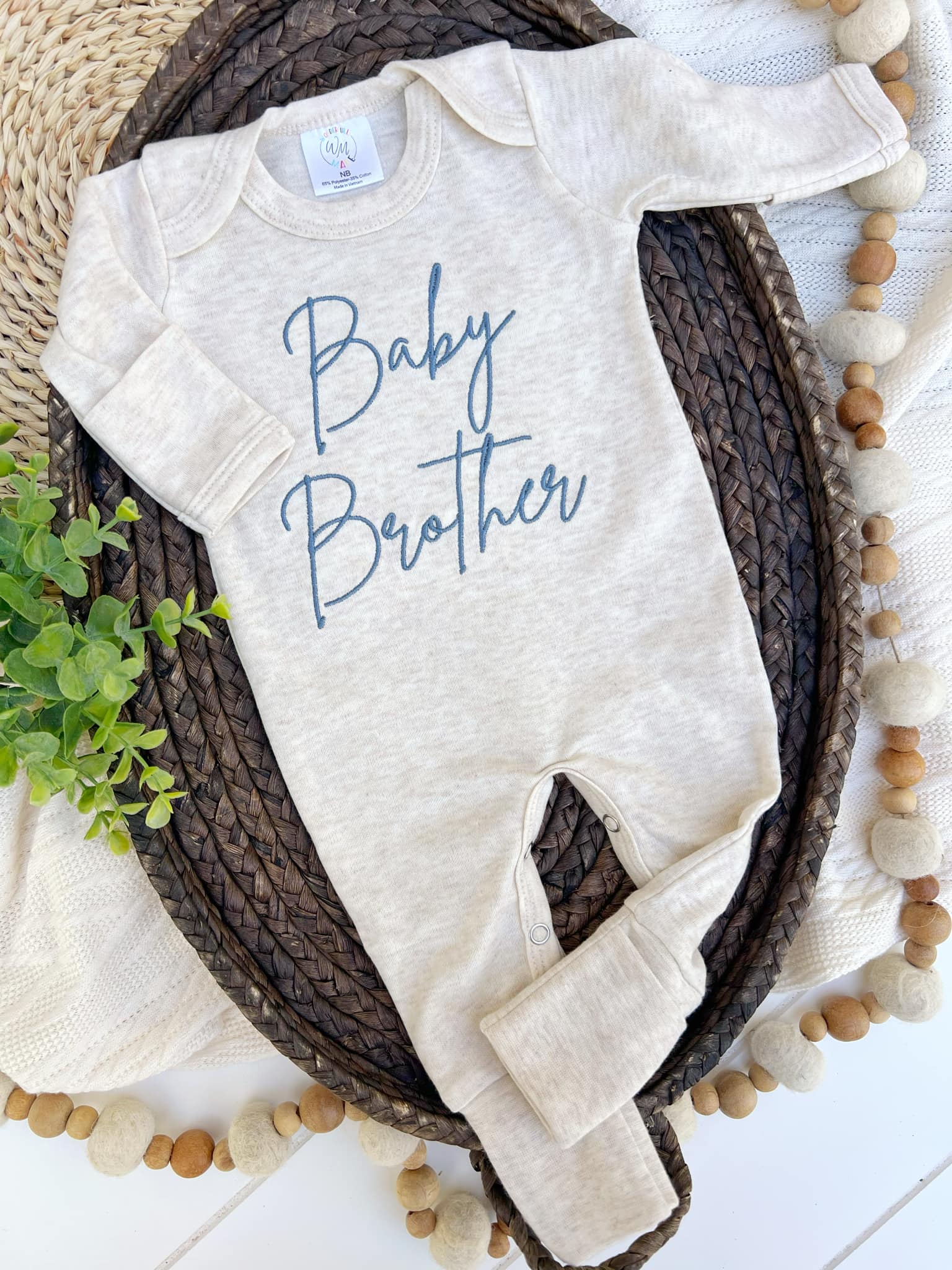 Wonderfully Made - Wholesale Jumpsuit - Baby - Baby Romper | Baby Brother Blue - Baby Announcement3