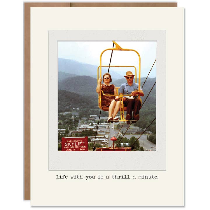 Funny Thrill a Minute Anniversary Card for wholesale by Heavenly Debbie