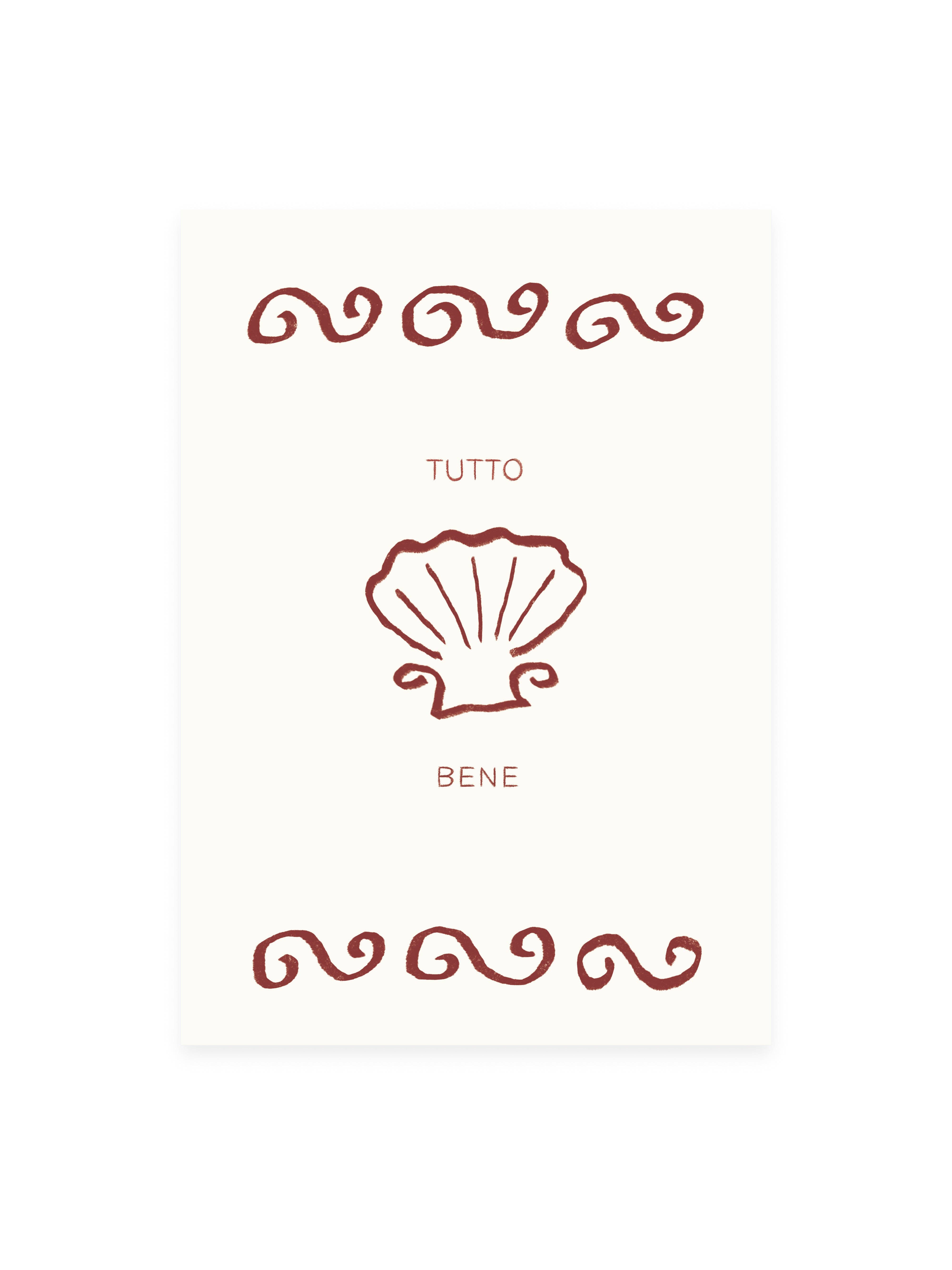 L'Atelier Samedi - Wholesale Postcard - Postcard 'Tutto Bene' Shell (Risograph)0