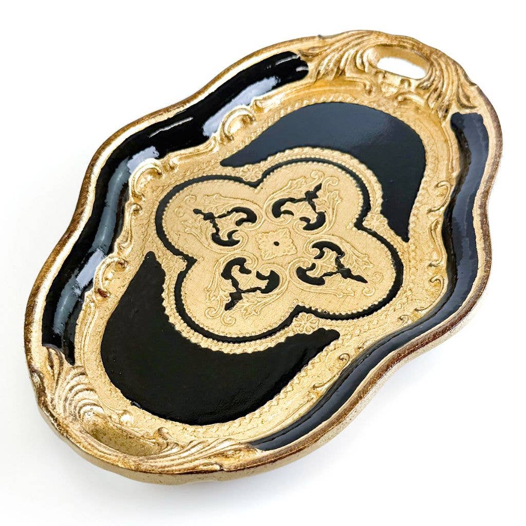 Via Graceffo - Venta al por mayor Bandejas decorativas - Bandeja ovalada pequeña de madera florentina con asas6