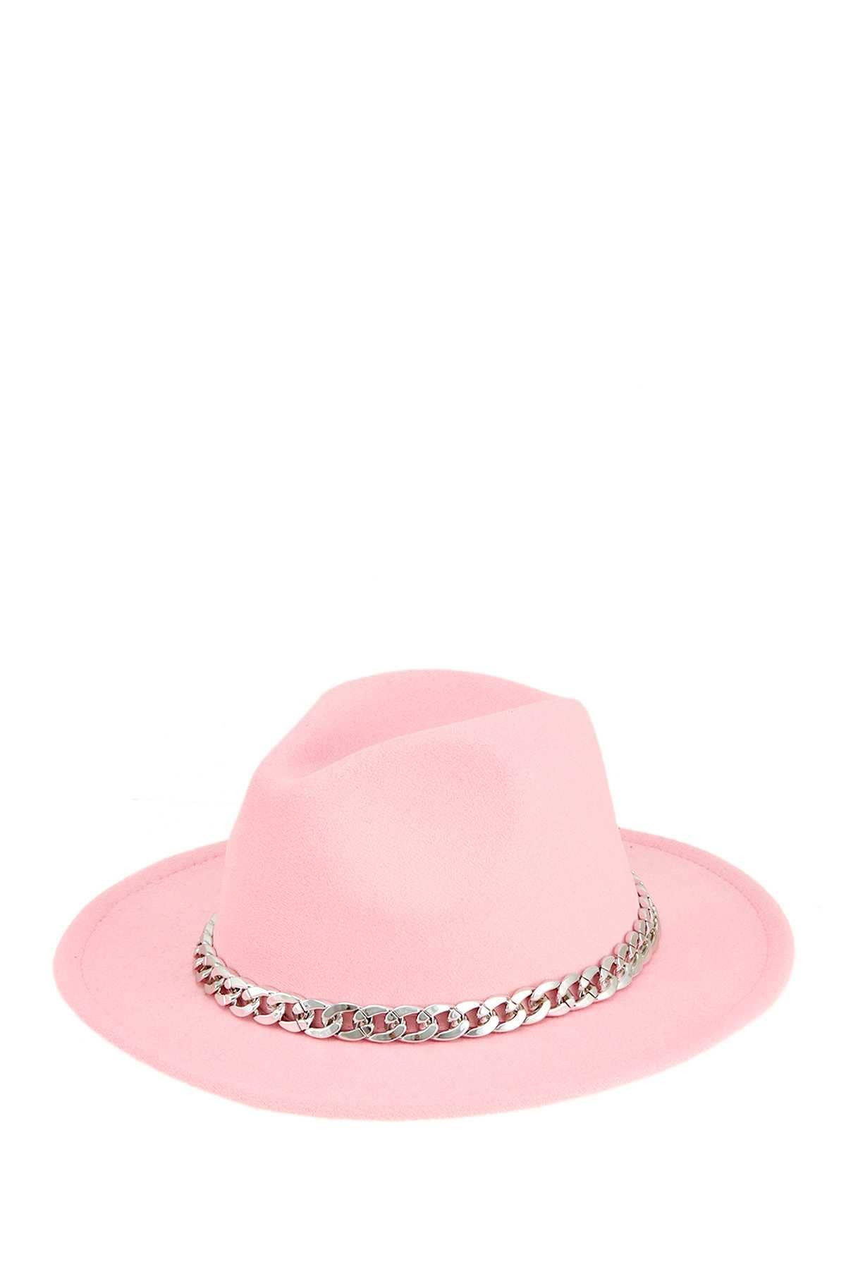 anbfashion - Wholesale Fedora - Women's - Cuban Chain Accent Fedora Hat 52027