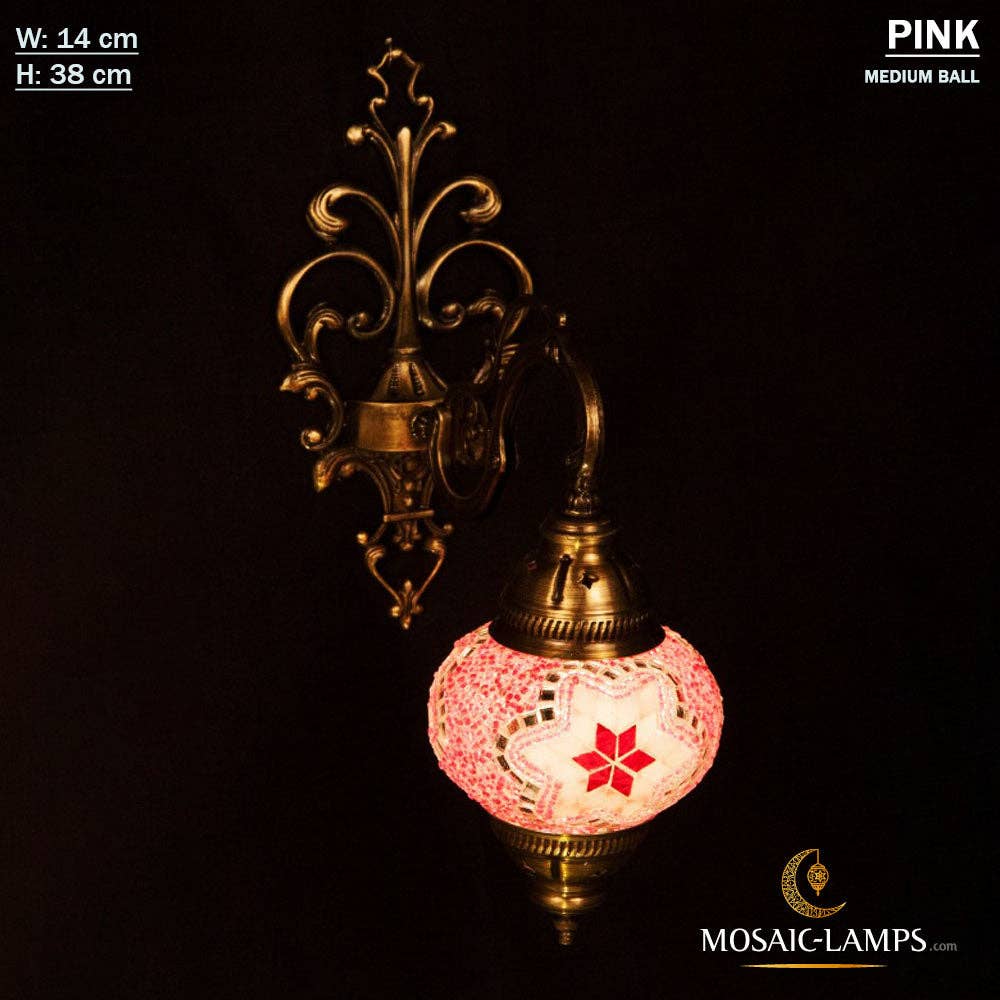 Mosaic Lamps - Wholesale Sconce - Turkish Mosaic Single Medium Globe Wall Lamp, Traditional Moroccan Vintage Ceiling Sconce, Handmade Marrakech Bedroom Living Room Wall Lights12