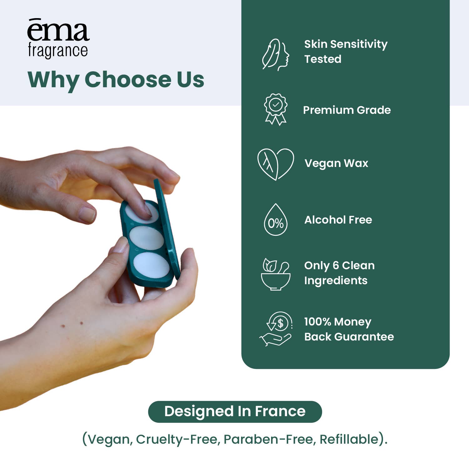 ēma fragrance - Wholesale Solid Perfume - Invigorating Set: Refillable Compact + 3 Fragrance Pods8