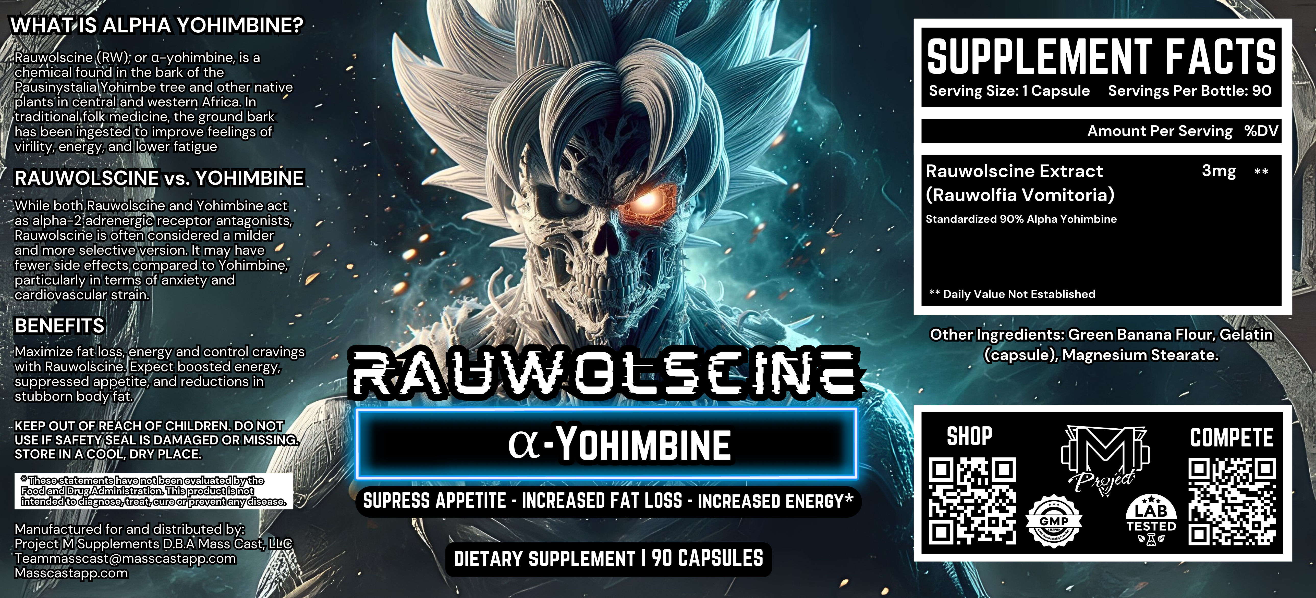 Mass Cast, LLC - Wholesale Oral Supplement/Vitamin - Rauwolscine a.k.a Alpha Yohimbine by Project M2