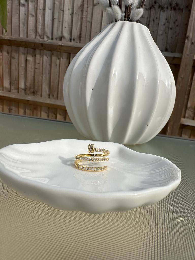 Gemscape UK – wholesale Ring med flera stenar – Justerrbar spiralring i guld med kristaller7