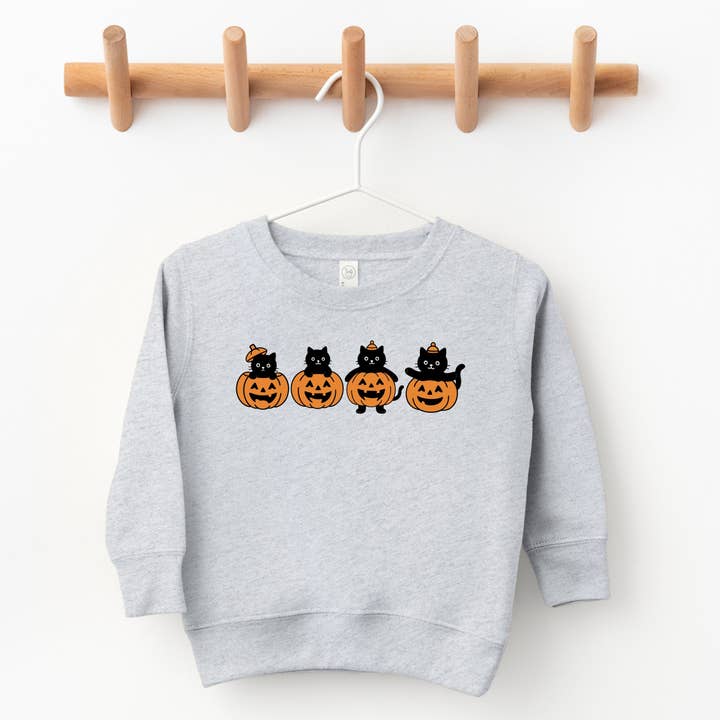 Four Black Cats Pumpkins - Toddler Graphic Sweatshirt and Youth Graphic Sweatshirt for wholesale by The Juniper Shop Wholesale