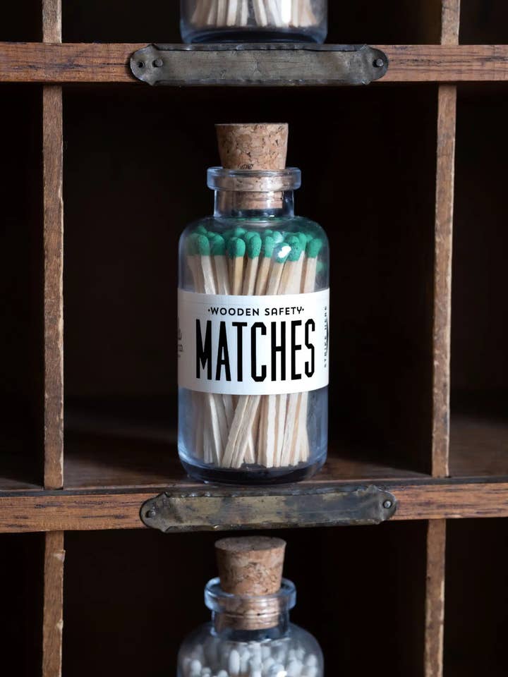 Mini Apothecary Vintage Green Matches for wholesale by Made Market Co.