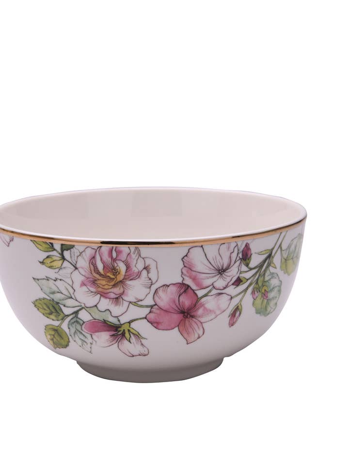 Bol en porcelaine fine New Bone China avec bordure dorée pour la vente par Luxe Lodge