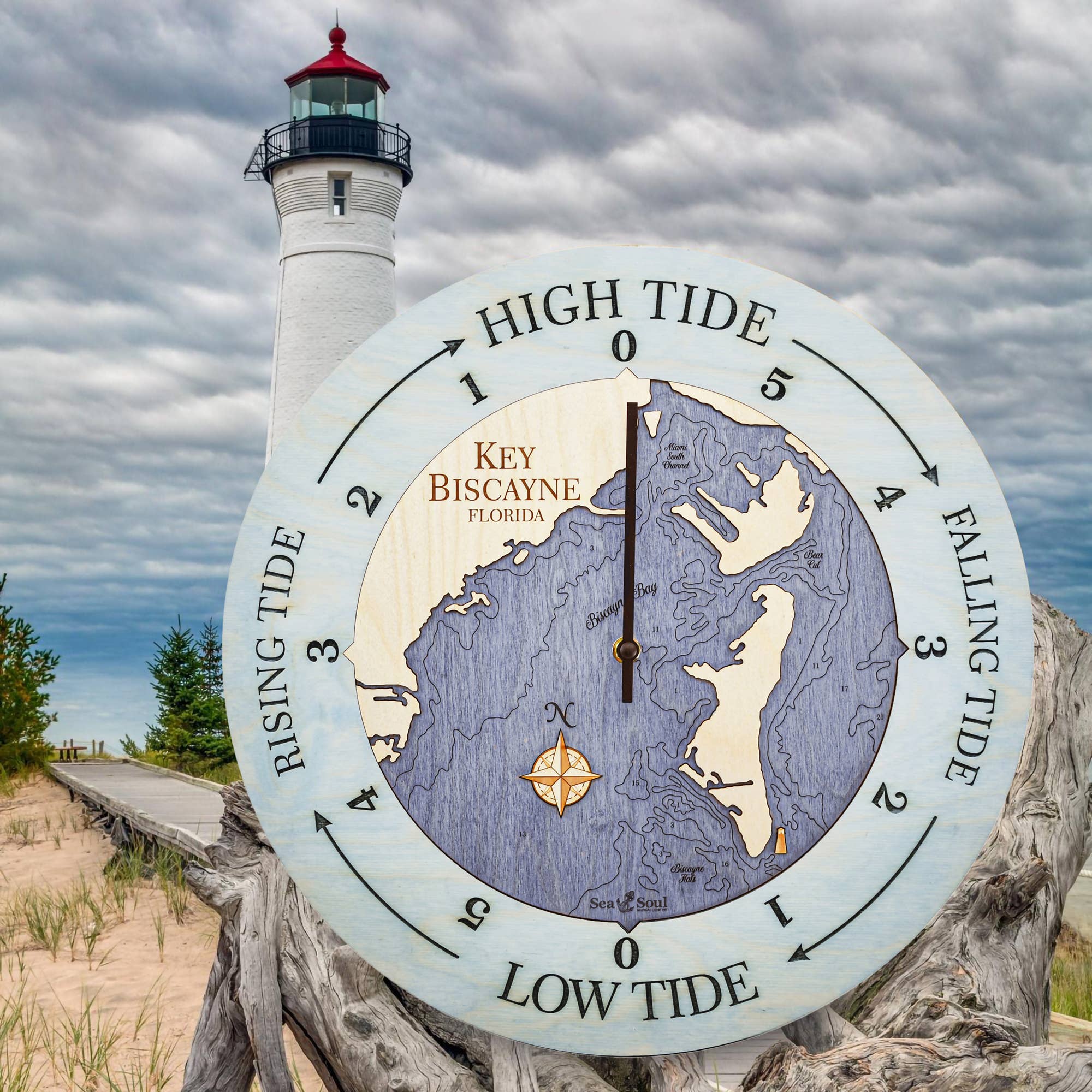 Sea & Soul Nautical Chart Art - Wholesale Wall Clock - Florida East Coast Nautical Chart Tide Clock-Many Locations97