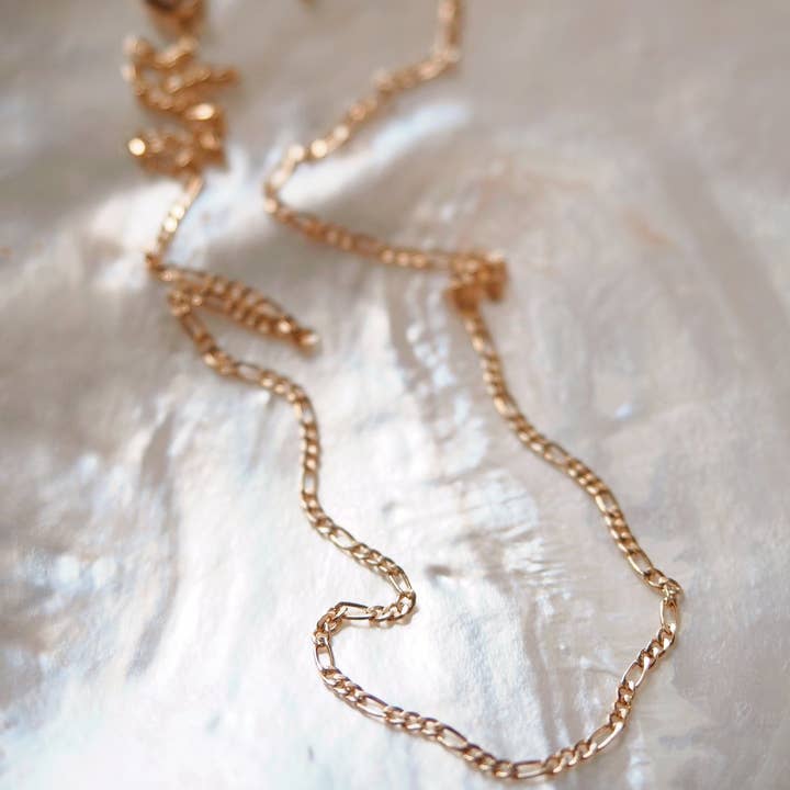 Ke Aloha Jewelry - Wholesale Link & Chain Necklace - Gold Filled Dainty Figaro Chain Necklace - Halani