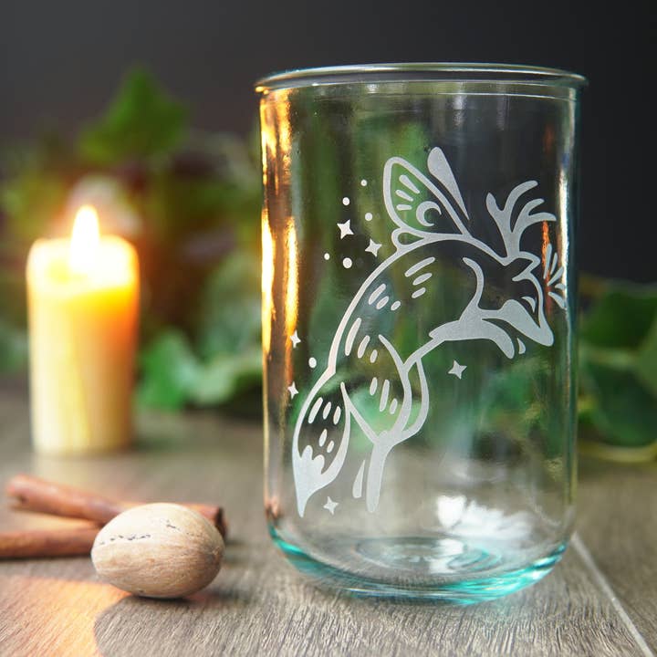 Fox Fairy Rustic Recycled Glass Candle Cup for wholesale by Bread and Badger
