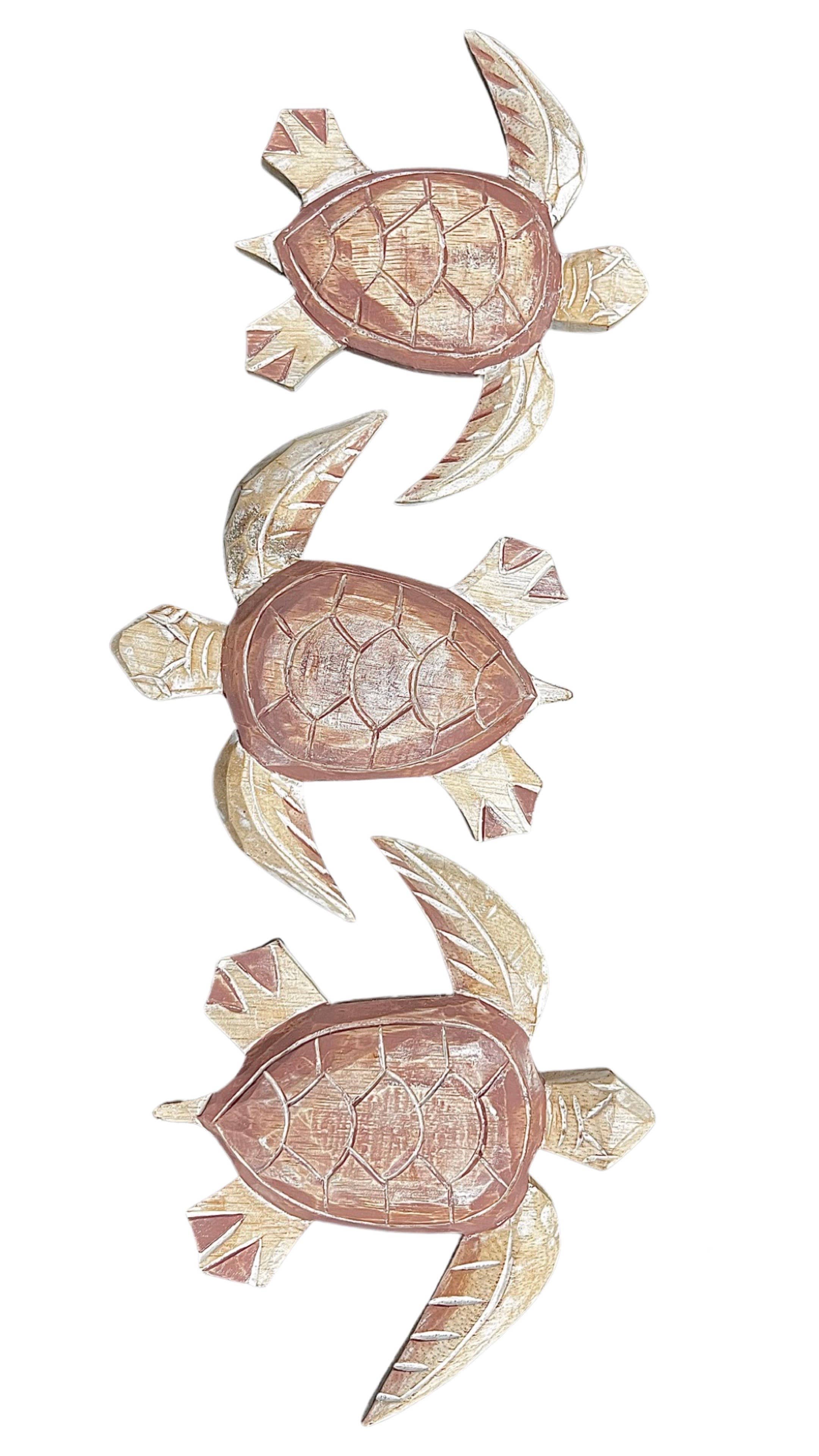 Bamboo Source Tropical Decor - Wholesale Wall Accent - Turtle Wall Plaque Set of 3 - Natural2