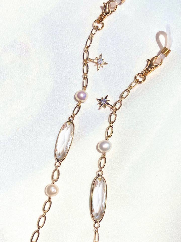Pearl Suncatcher Glasses Chain with April Birthstone for wholesale by Zebber Handmade