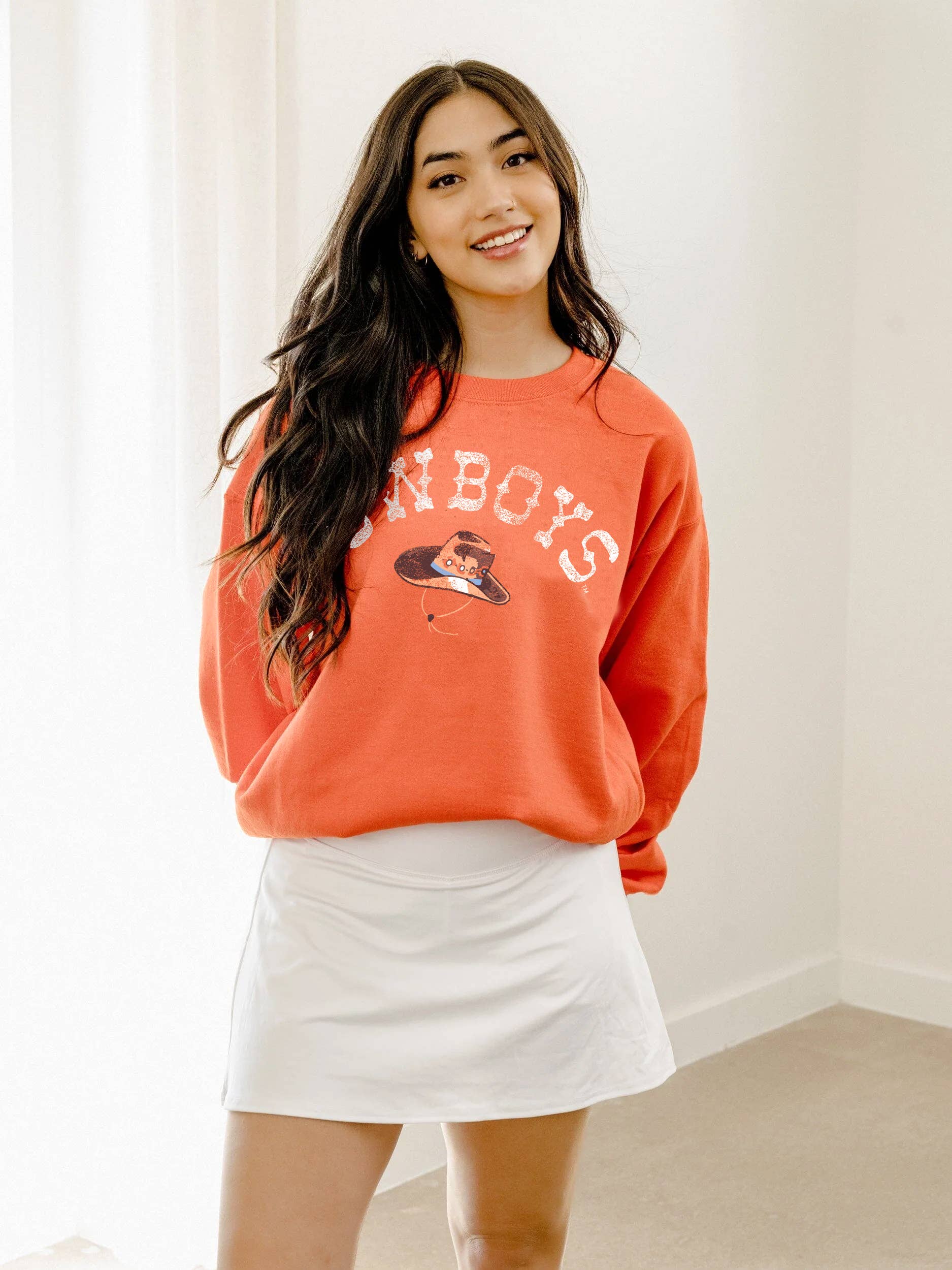 LivyLu - Vente Sweat-shirt à imprimés – unisexe - Sweatshirt orange avec chapeau de cowboys de l'Oklahoma State OSU8
