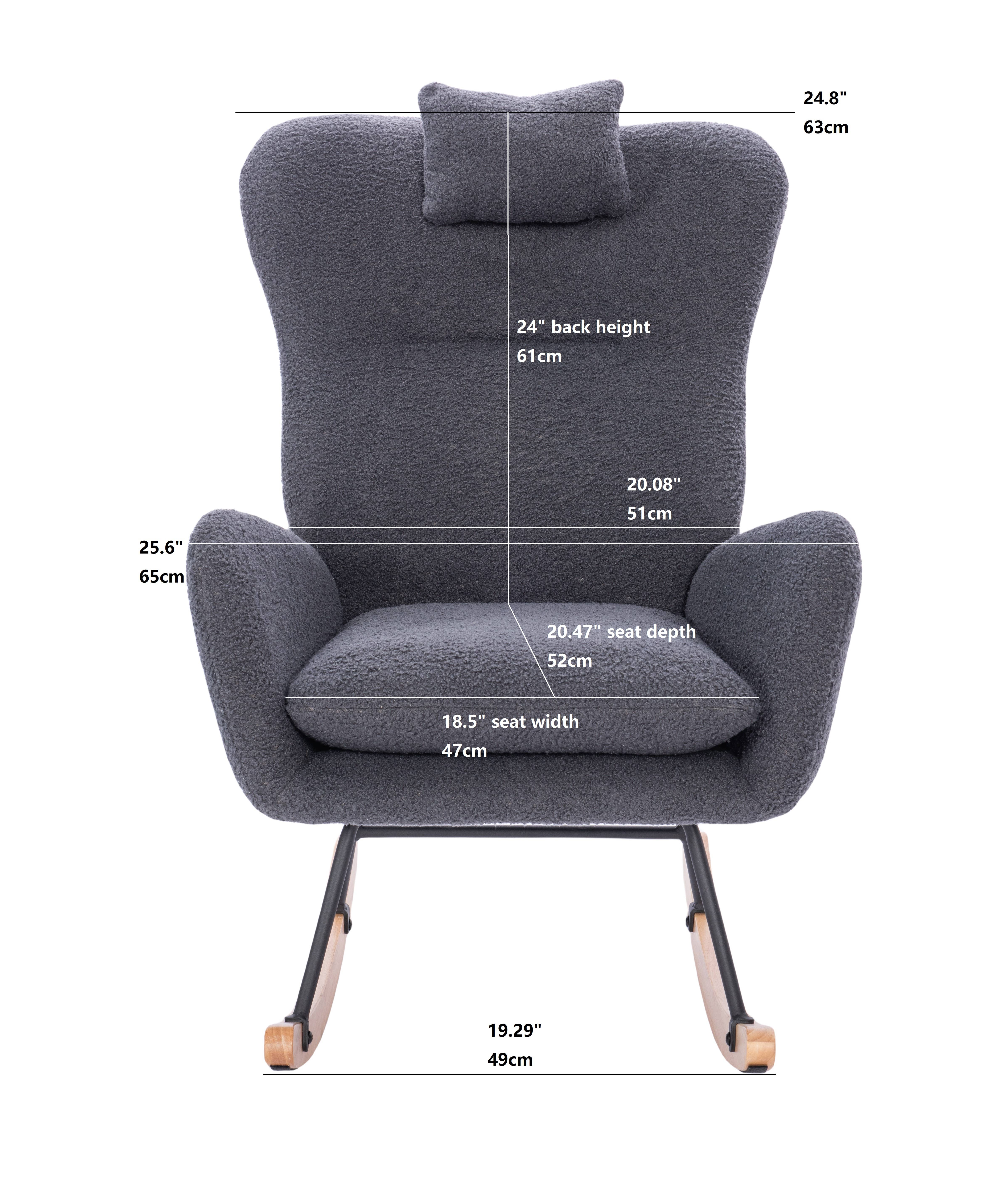 39F Inc. - Wholesale Rocking Chair - Teddy Upholstered Nursery Rocking Chair/White/Dark Grey11