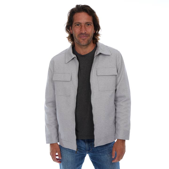 Grey Curtis Zip Up Cargo Pocket Jacket for wholesale by PX