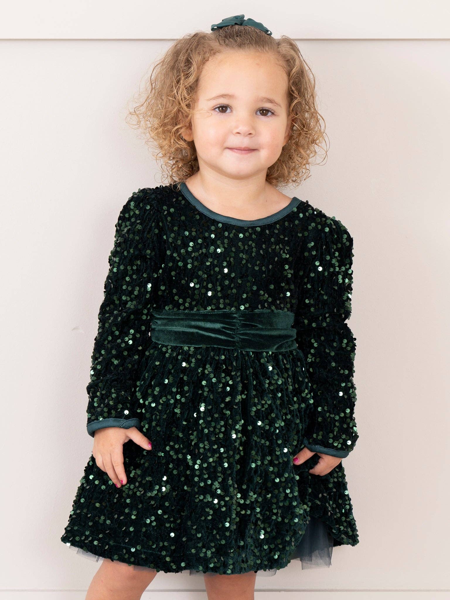 Marie Nicole Clothing - Wholesale Dress - Kids - Emerald Sparkle Sequin Dress0