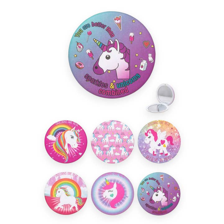 Unicorn Printed Compact Mirror Set for wholesale by LA Jewelry Plaza