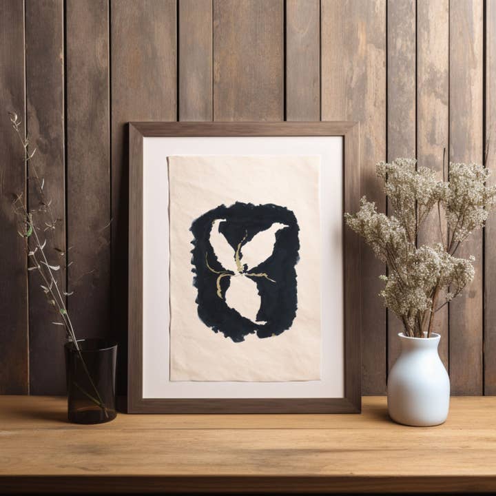 Black White & Gold Botanical Artisan Ink Art - Papel Deckled por atacado de ArtbyHaise