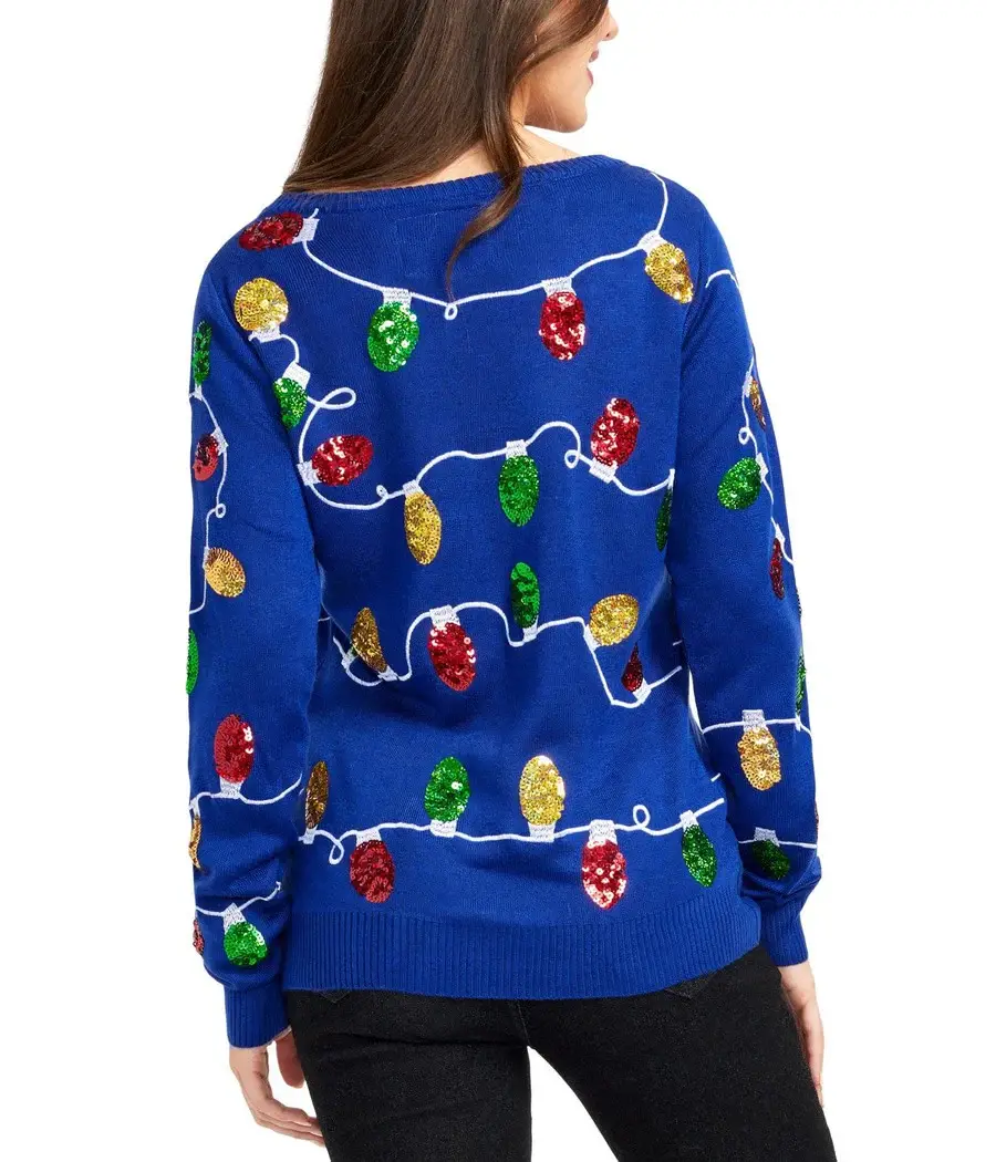 Tipsy Elves - Vendita all'ingrosso Maglione tricot - Donna - Maglione con Paillettes Luci di Natale - Top Carino per le Feste da Donna1