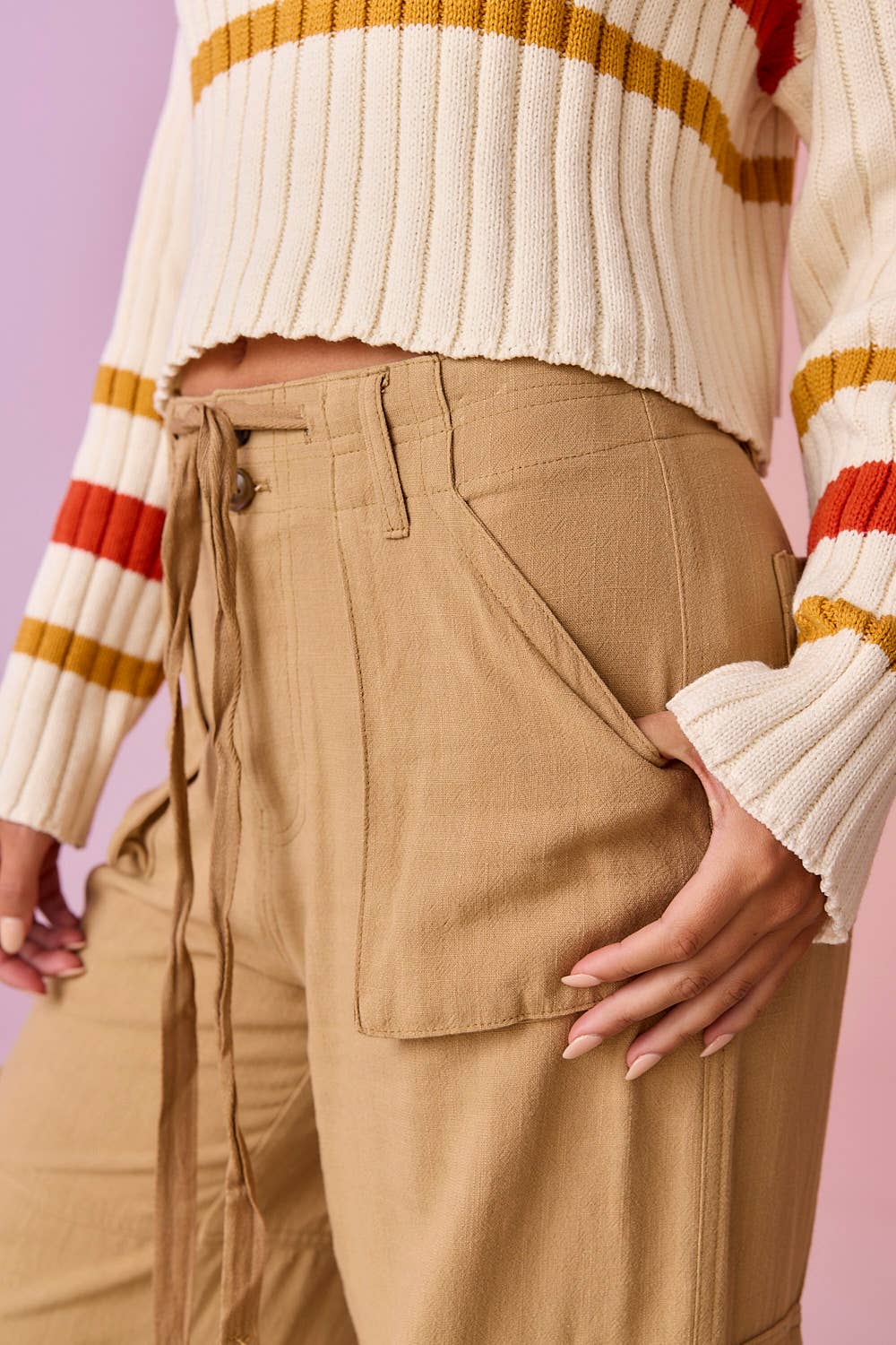 Noir PP17912 - Pantalon utilitaire à jambes larges Maya Relaxed Fit en vente sur Faire15