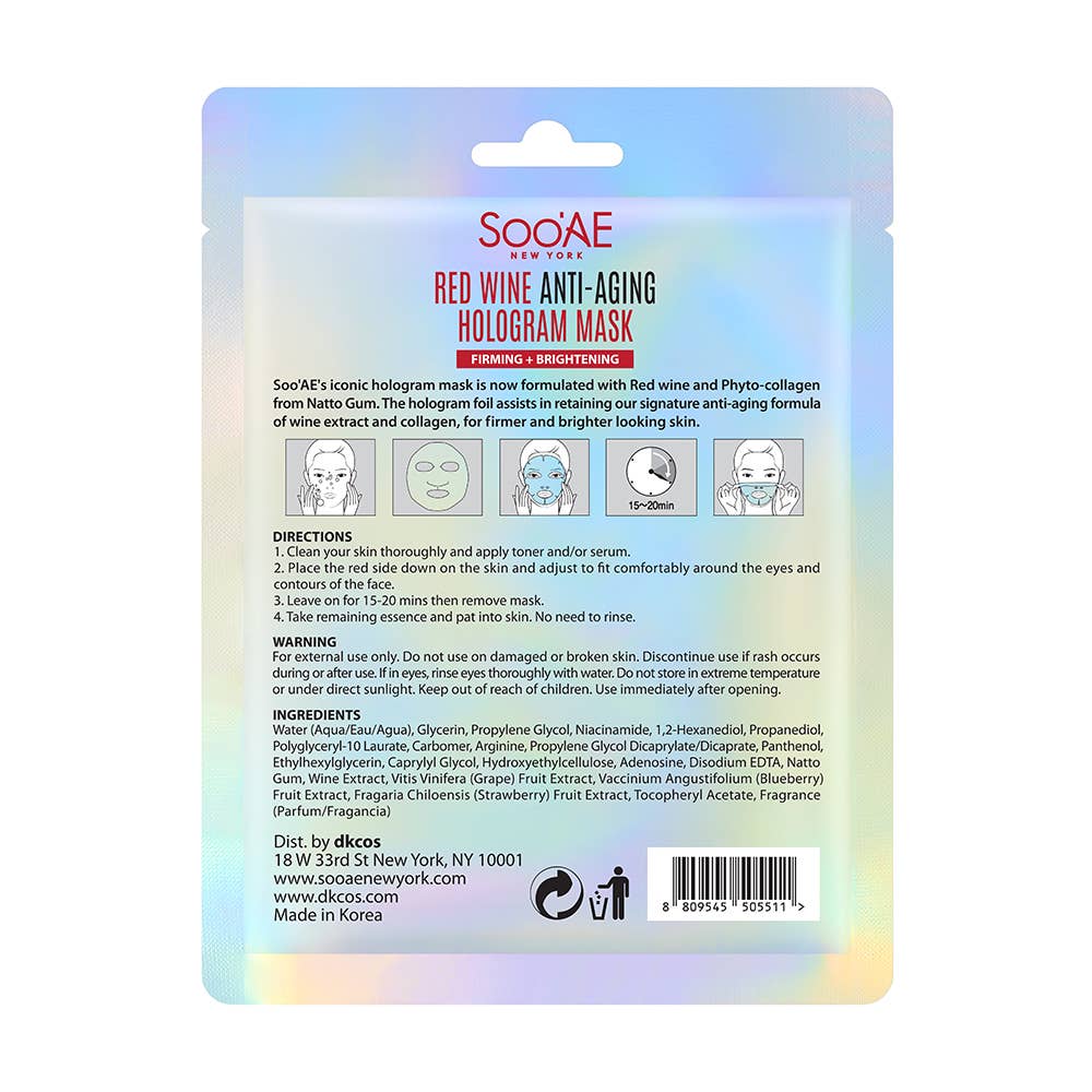Soo'Ae - Wholesale Skincare Face Mask - Red Wine Anti-aging Hologram Mask1