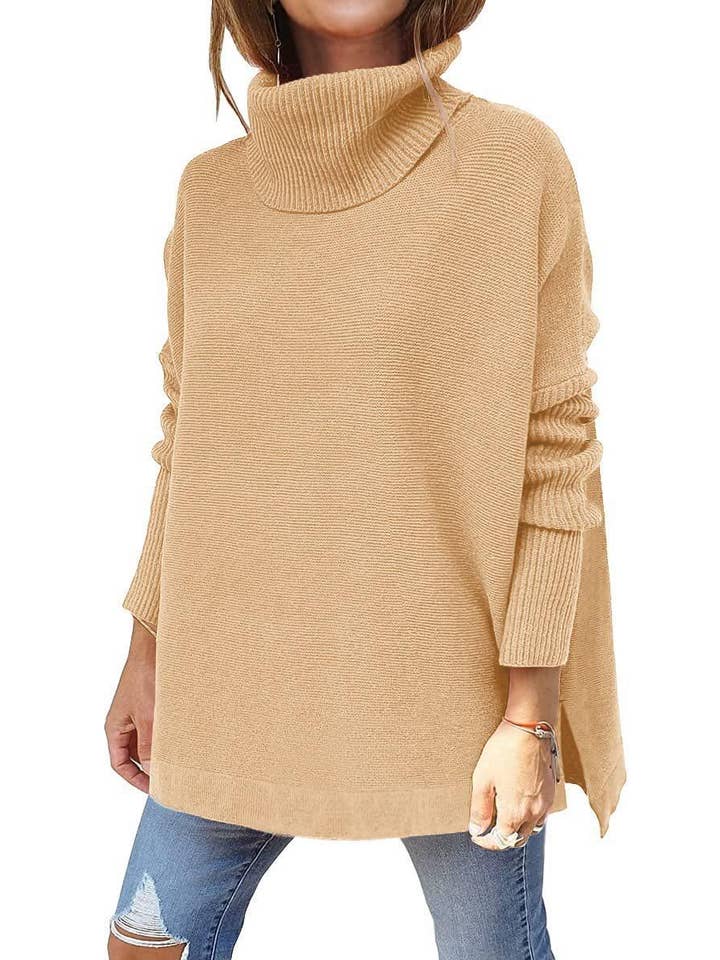 Sweetkama - Wholesale Tunic - Women's - Sweetkama Ladies Solid Long Sleeves Mock Neck Loose Top1