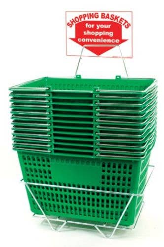Only Hangers - Wholesale Grocery/Shopping Bag - Shopping Basket Set of 12  Plastic with Sign and Stand (Metal Handles)3