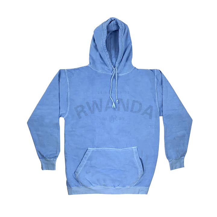 Sweat à capuche vintage bleu de l'Université du Rwanda pour la vente par Varsity54