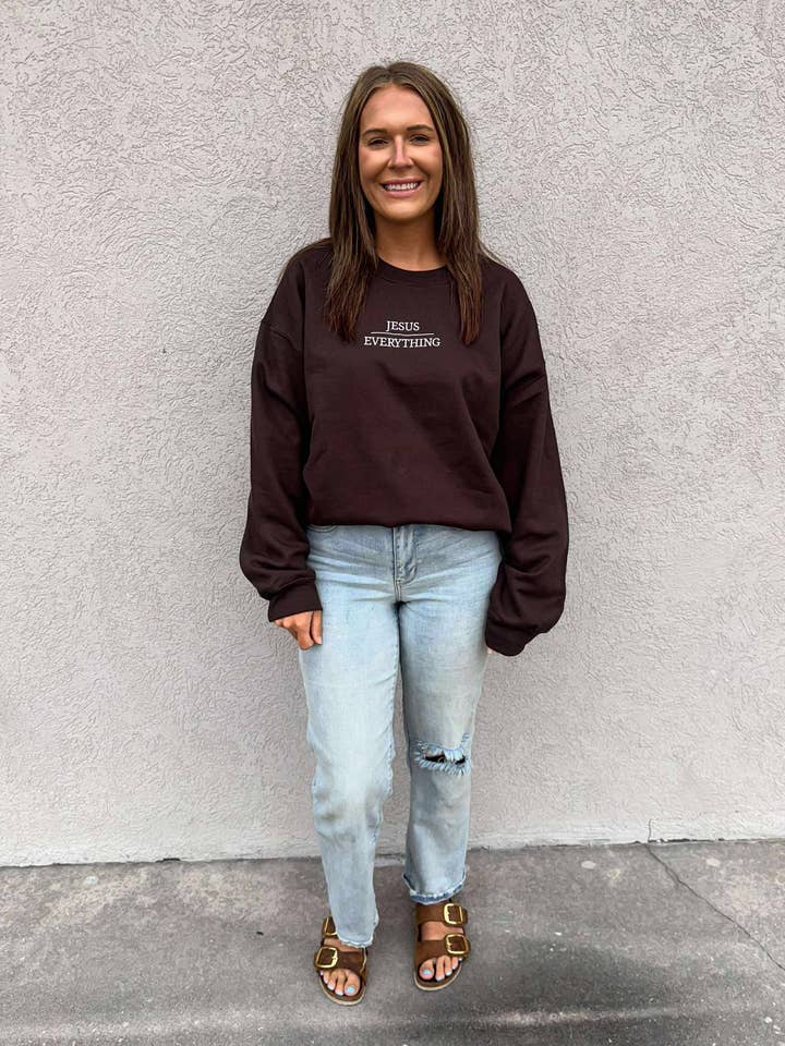 Jesus Over Everything Embroidered Sweatshirt for wholesale by The Local Thread Wholesale