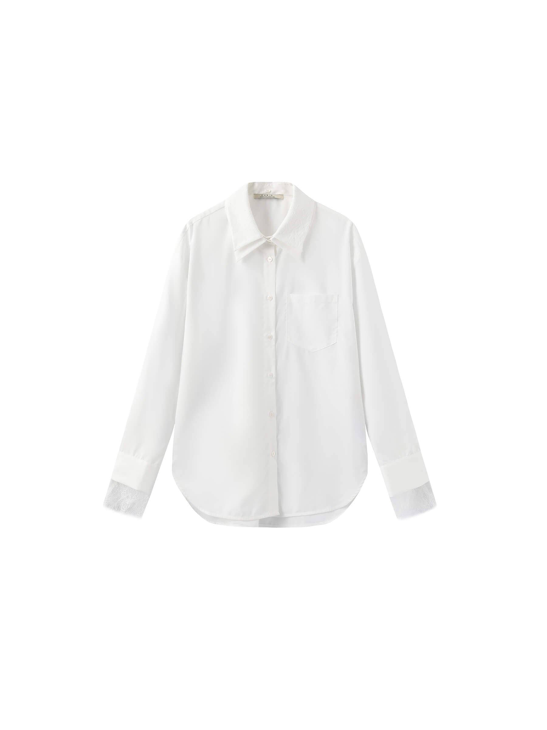 CUBIC - Wholesale Button Down Shirt - Women's - Double Wing Collar Shirt with Detachable Lace Collar0