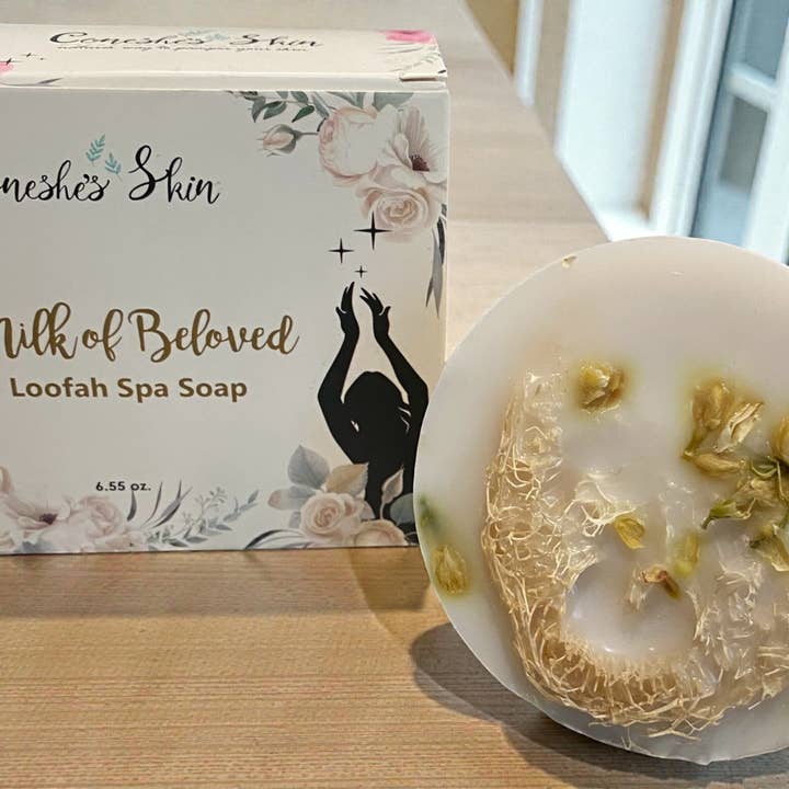 Melk van Beloved Loofah Spa Zeep+kokosmelk + arganolie voor wholesale door Coneshe's Skin...Nature's Way To Pamper Your Skin