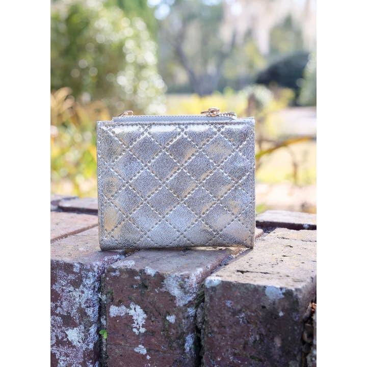 Caroline Hill - Vente Portefeuille – femme - Portefeuille Double Zip Monica CHAMPAGNE POP
