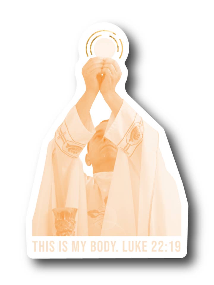 This is My Body, Priest - Luke 22:19 Sticker for wholesale by Sock Religious