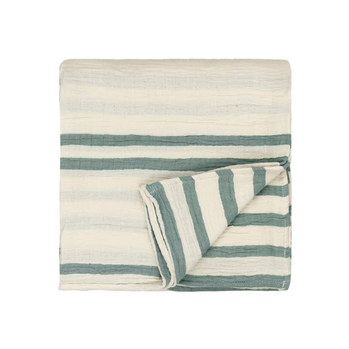 Woven Stripe 100% Cotton Bedspread Eucalyptus for wholesale on Faire2